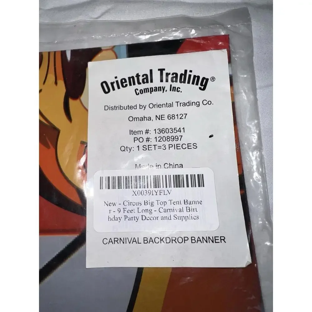 Oriental Trading Circus Big Top Backdrop Banner Set 9FT Long New‎ Sealed